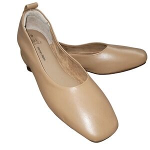 Flats 6 Memory Foam Square Toe Ballet Flat Tan Shoes 6 Preppy Office Casual Chic